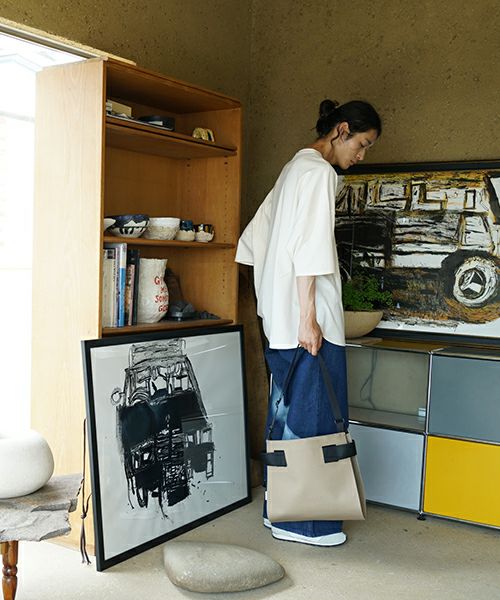 macromauro  マクロマウロ WRAP BAG SHOULDER CANVAS M(BEIGE)