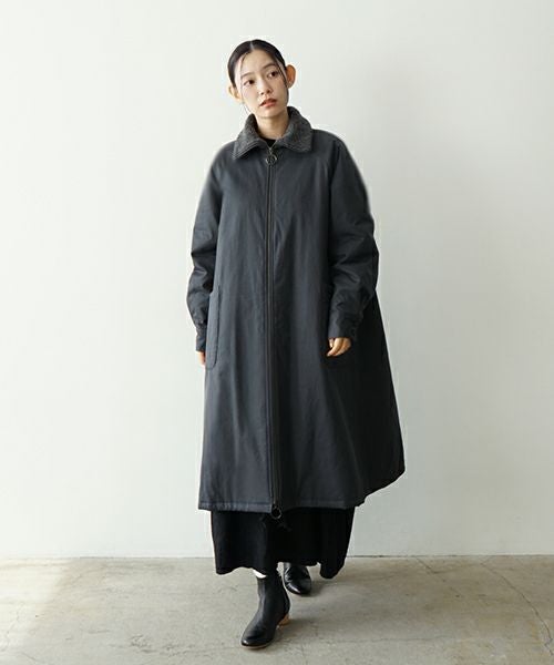Mochi モチ finx gabardine coat[ma23-co-01/graphite] モッズコート