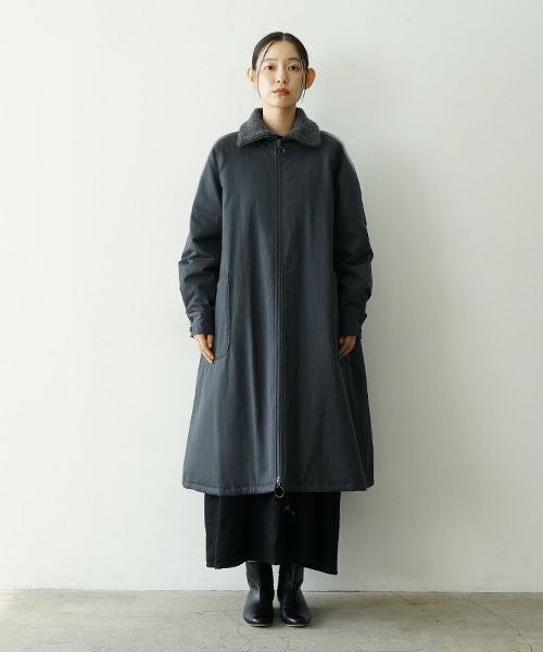 Mochi モチ finx gabardine coat[ma23-co-01/graphite] モッズコート