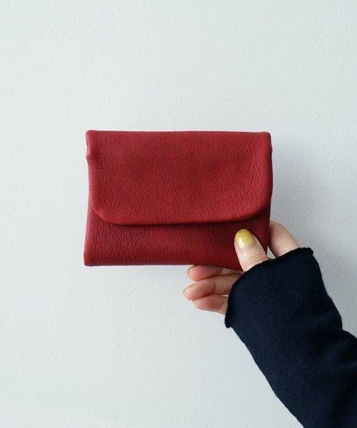 Mochi モチ trifold wallet[ma-pro-28/red] 鹿革 3つ折り財布