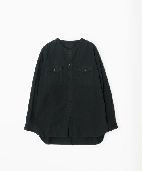 YOKO SAKAMOTOヨーコサカモトBRUSHED COTTON COLLARLESS SHIRT [BLACK] YS - 24AW - 57