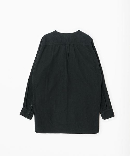 YOKO SAKAMOTOヨーコサカモトBRUSHED COTTON COLLARLESS SHIRT [BLACK] YS - 24AW - 57