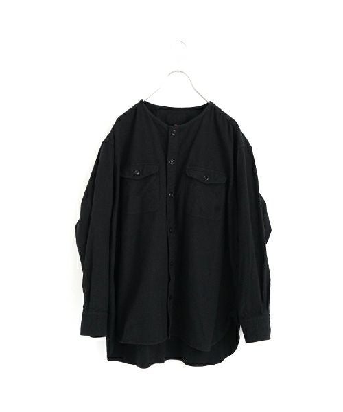YOKO SAKAMOTOヨーコサカモトBRUSHED COTTON COLLARLESS SHIRT [BLACK] YS - 24AW - 57