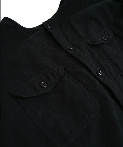 YOKO SAKAMOTOヨーコサカモトBRUSHED COTTON COLLARLESS SHIRT [BLACK] YS - 24AW - 57