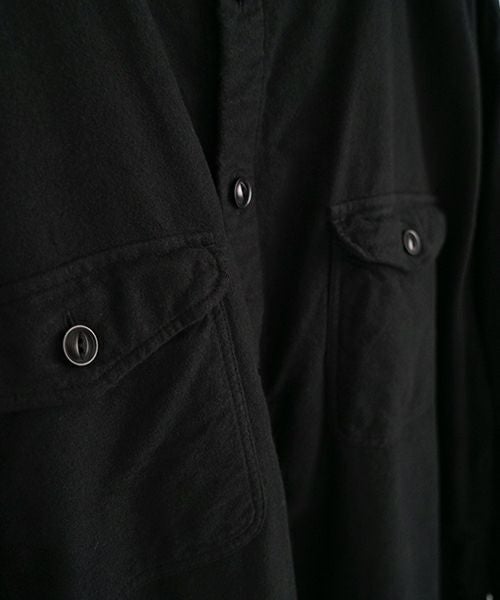 YOKO SAKAMOTOヨーコサカモトBRUSHED COTTON COLLARLESS SHIRT [BLACK] YS - 24AW - 57