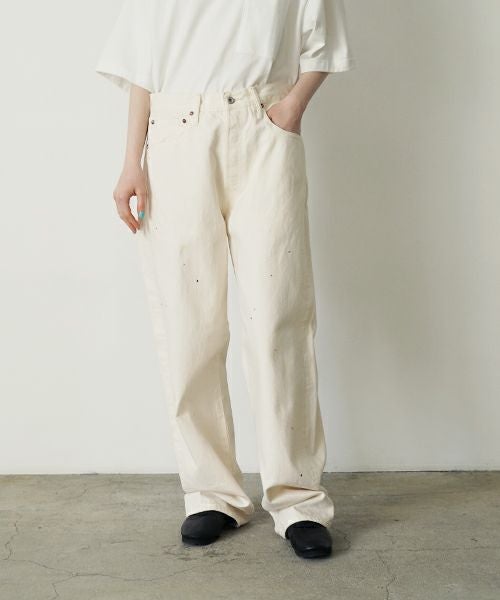 YOKO SAKAMOTO ヨーコサカモト DENIM STRAIGHT PANTS [FADE WHITE