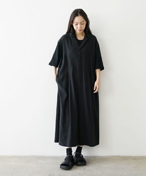 ミチ Mochi モチ open collar dress [black] オープンカラーワンピース