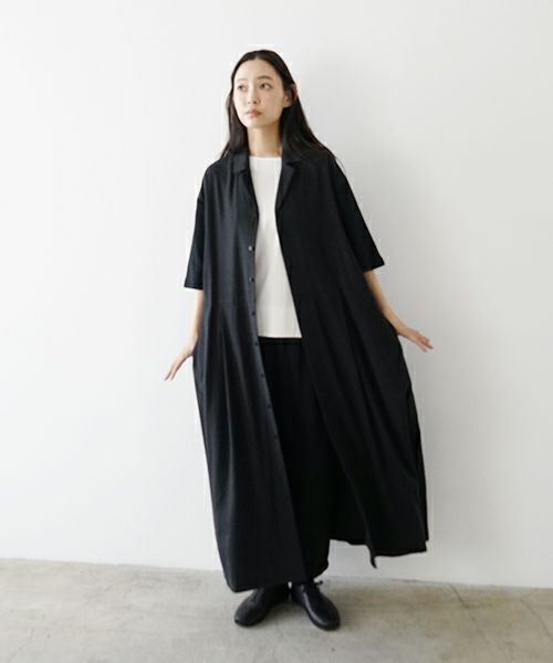 Mochi モチ open collar dress [black] オープンカラーワンピース