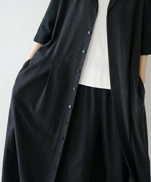 Mochi モチ open collar dress [black] オープンカラーワンピース