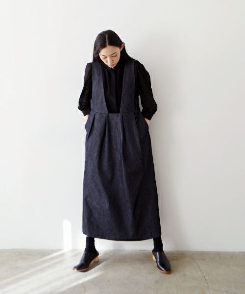 Mochi モチ silk denim jumper skirt ジャンパースカート