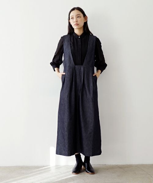 Mochi モチ silk denim jumper skirt ジャンパースカート