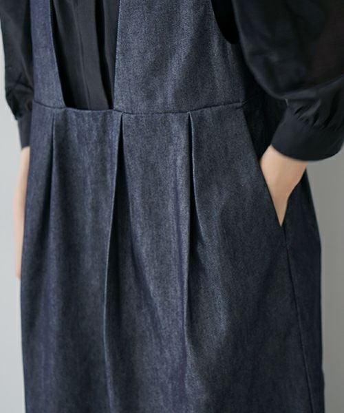 Mochi モチ silk denim jumper skirt ジャンパースカート