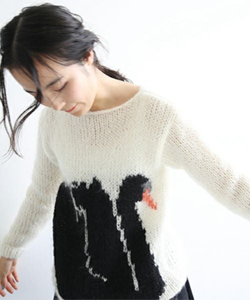 タグ付き未着用　Maiami マイアミ　ミントグリーン　スワンセーター　白鳥 Maiami/マイアミ スワンルニット beige
