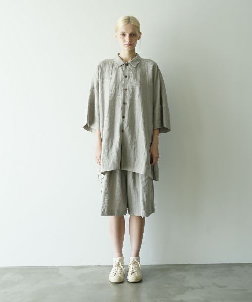 VU ヴウdolman shirt [STONE GRAY］リネンドルマンシャツ vu-sht-006
