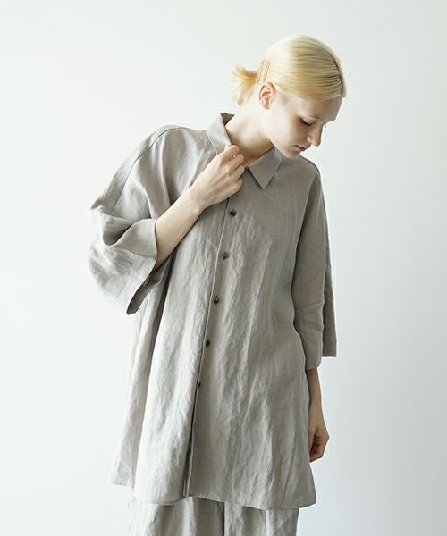 VU ヴウdolman shirt [STONE GRAY］リネンドルマンシャツ vu-sht-006