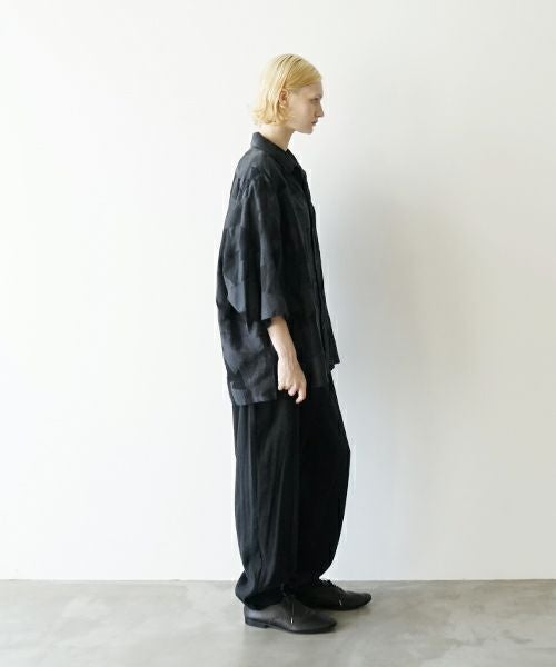 VUヴウgeometric open collar shirt [BLACK×STEEL］幾何学開襟シャツ vu-sht-005