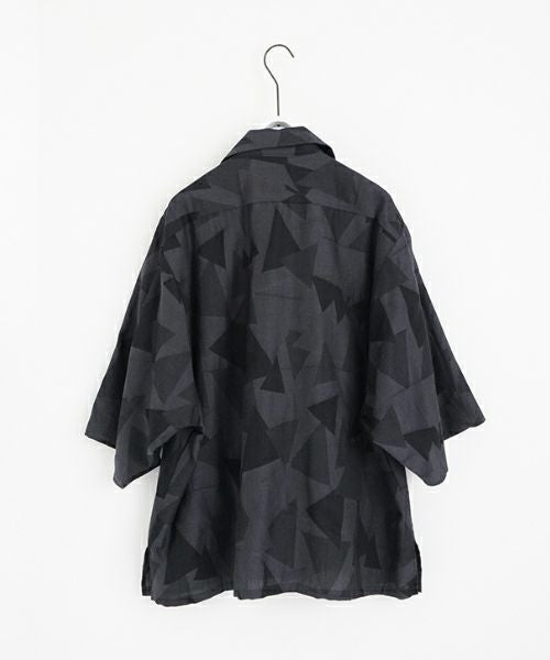 VUヴウgeometric open collar shirt [BLACK×STEEL］幾何学開襟シャツ vu-sht-005