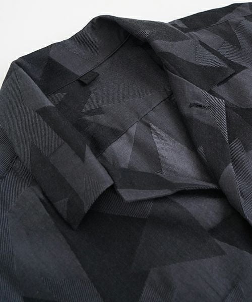 VUヴウgeometric open collar shirt [BLACK×STEEL］幾何学開襟シャツ vu-sht-005