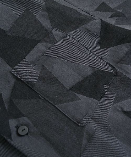 VUヴウgeometric open collar shirt [BLACK×STEEL］幾何学開襟シャツ vu-sht-005