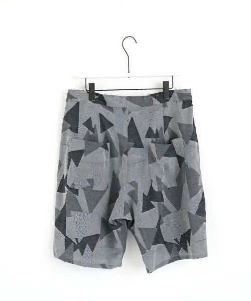 VUヴウgeometric easy short pants [WHITE×BLACK] 幾何学ショートパンツ vu-pnt-010
