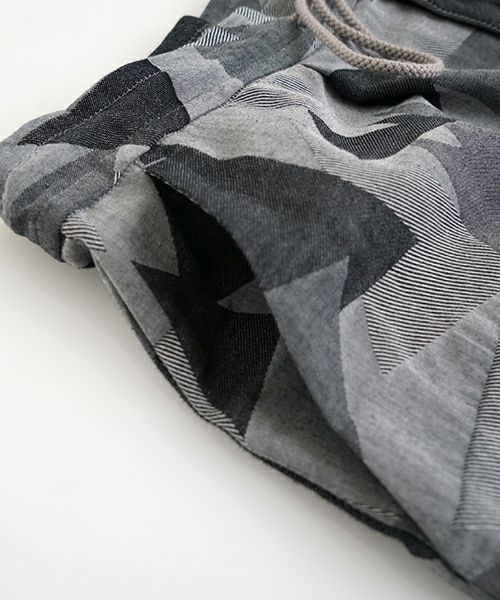 VUヴウgeometric easy short pants [WHITE×BLACK] 幾何学ショートパンツ vu-pnt-010