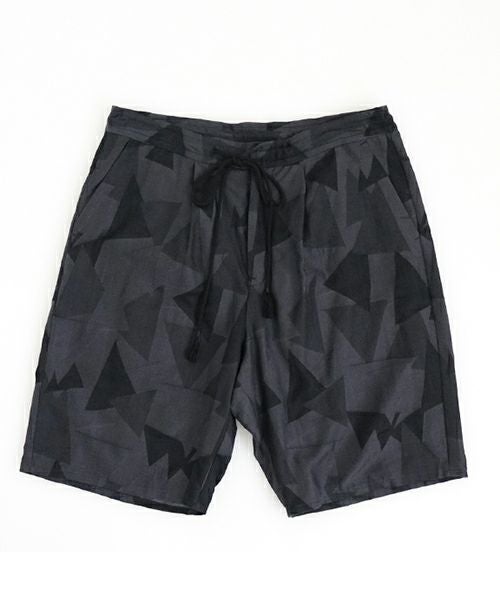 VUヴウgeometric easy short pants [BLACK×STEEL] 幾何学ショートパンツ vu-pnt-010