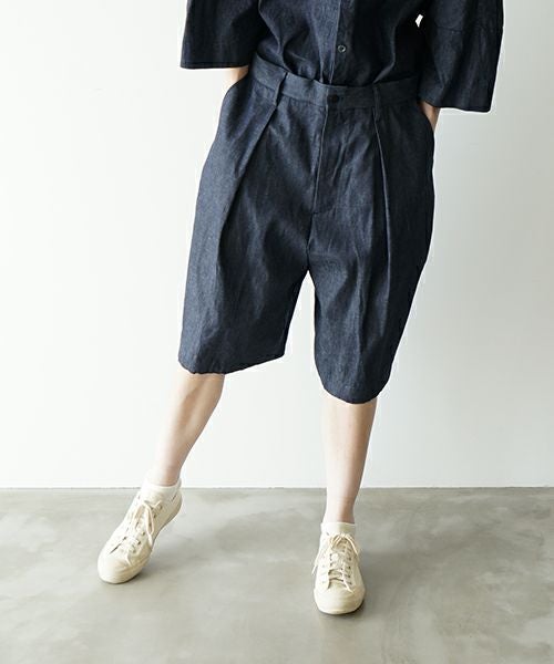 VU ヴウ wide short pants [STONE GRAY] リネンワイドショートパンツ