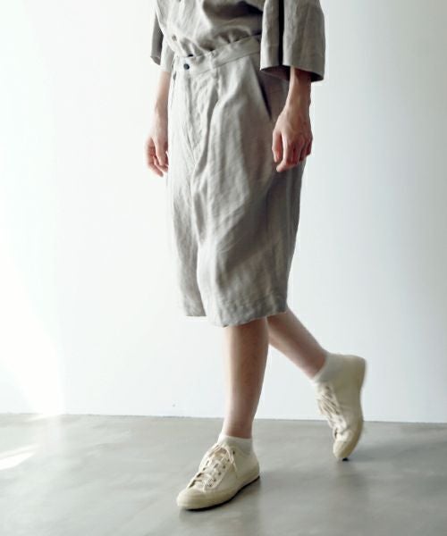 VUヴウwide short pants [STONE GRAY] リネンワイドショートパンツ vu-pts-01