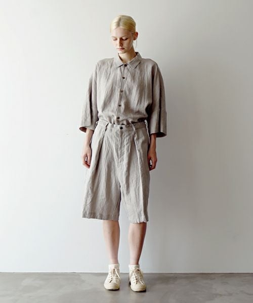 VUヴウwide short pants [STONE GRAY] リネンワイドショートパンツ vu-pts-01