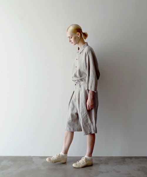 VUヴウwide short pants [STONE GRAY] リネンワイドショートパンツ vu-pts-01
