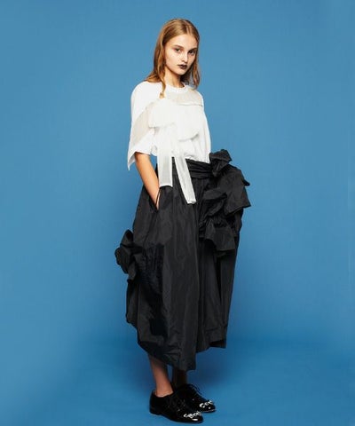  MIYAOミヤオRIBBON T-SHIRT [MCTS-02/WHITE×WHITE]シフォンリボン ティーシャツ