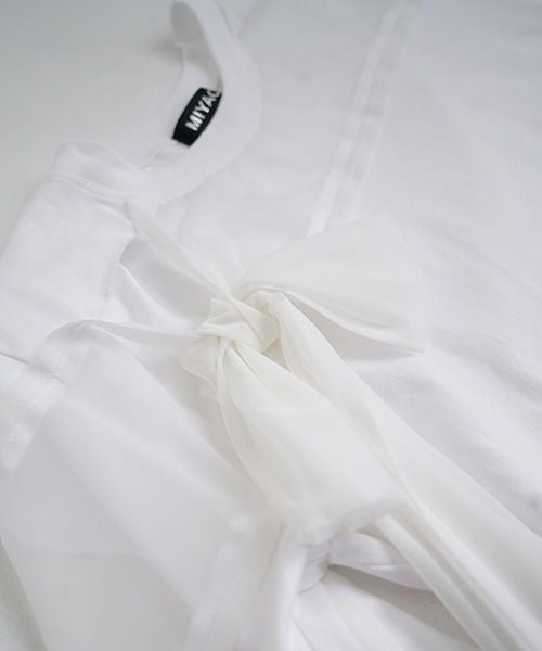  MIYAOミヤオRIBBON T-SHIRT [MCTS-02/WHITE×WHITE]シフォンリボン ティーシャツ