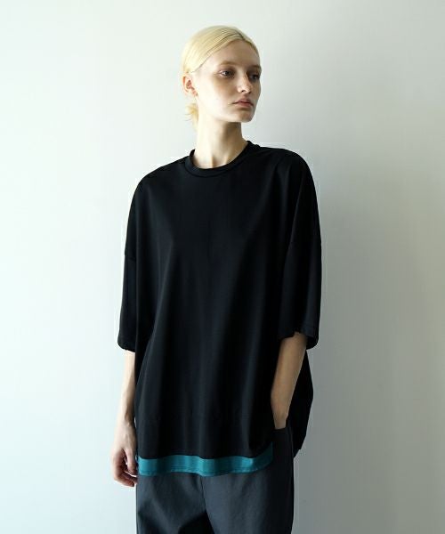 VUヴウtwo slit t-shirt [BLACK×BLUE GREEN] vu-cut-004重ねスリットtシャツ
