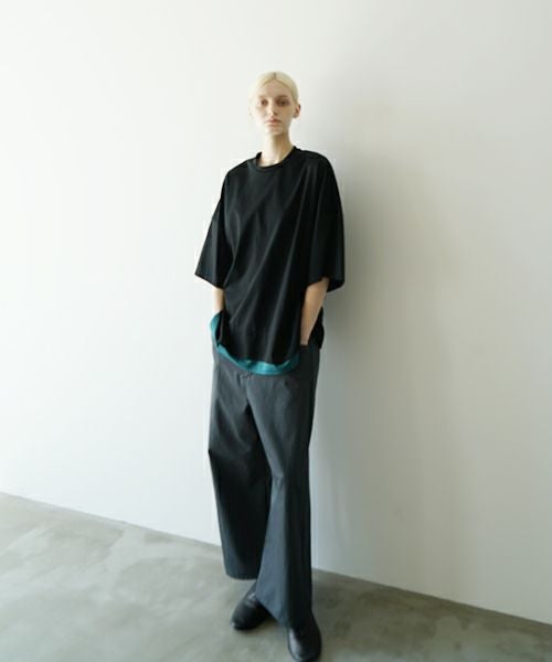 VUヴウtwo slit t-shirt [BLACK×BLUE GREEN] vu-cut-004重ねスリットtシャツ