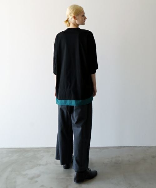VUヴウtwo slit t-shirt [BLACK×BLUE GREEN] vu-cut-004重ねスリットtシャツ