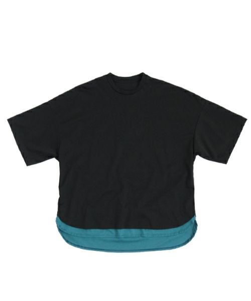 VUヴウtwo slit t-shirt [BLACK×BLUE GREEN] vu-cut-004重ねスリットtシャツ