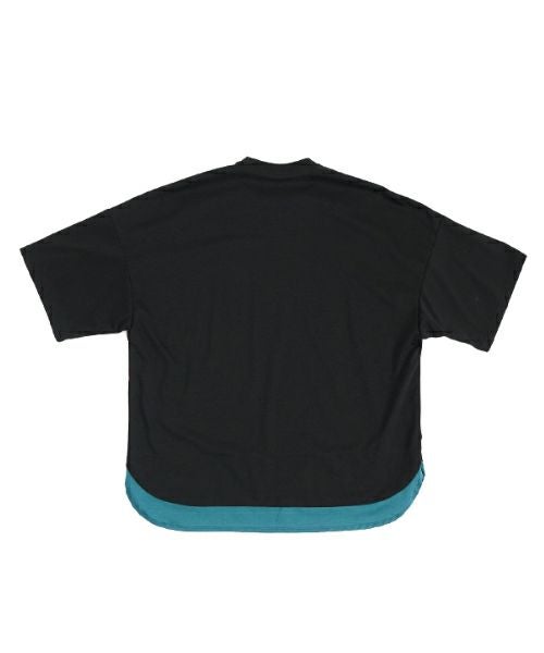 VUヴウtwo slit t-shirt [BLACK×BLUE GREEN] vu-cut-004重ねスリットtシャツ