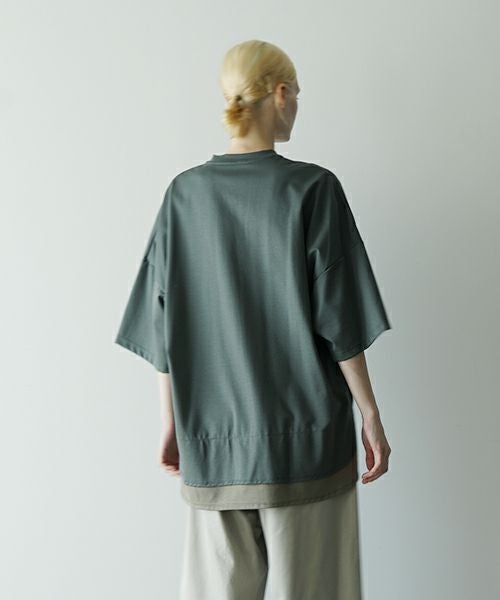 VUヴウtwo slit t-shirt [DEEP KHAKI×OLIVE] vu-cut-004重ねスリットtシャツ