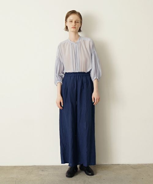 suzuki takayukiスズキタカユキgarthered pants II [S251-32/dark blue]ギャザーパンツ