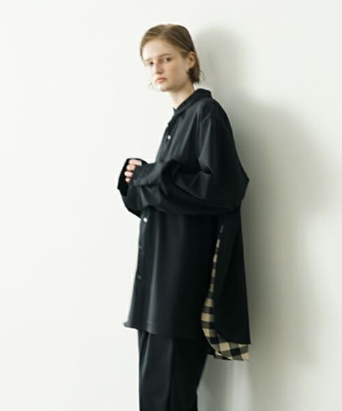 VU ヴウ two slit shirts washable wool [PLAIN×CHECK] vu-sht-004