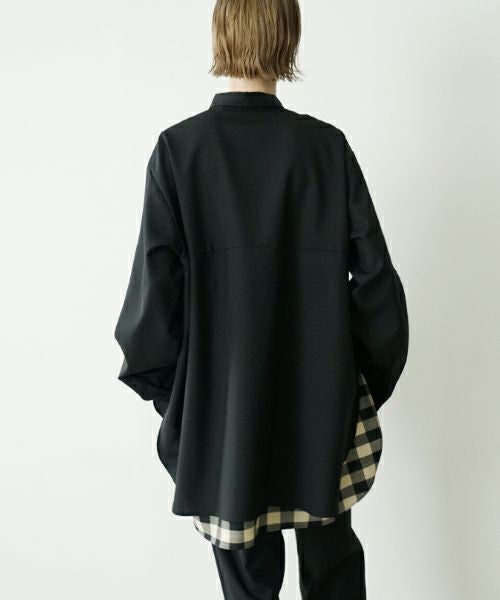 VU ヴウ two slit shirts washable wool [PLAIN×CHECK] vu-sht-004