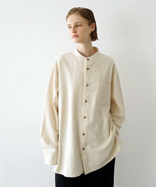 VUヴウwide stand collar shirts nep cotton silk [OFF WHITE] vu-sht-008