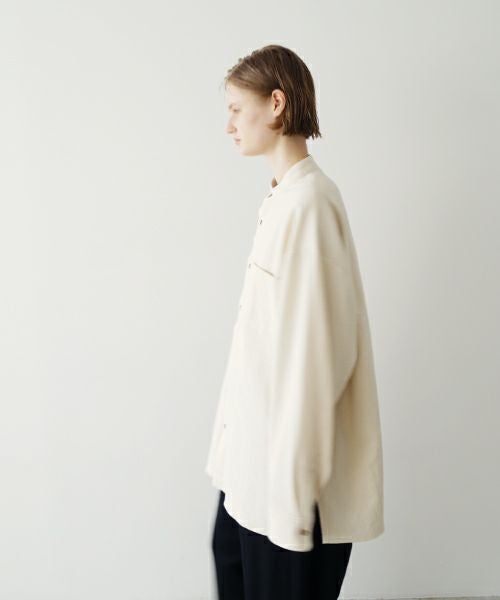 VUヴウwide stand collar shirts nep cotton silk [OFF WHITE] vu-sht-008