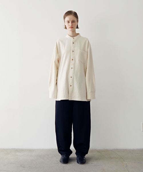 VUヴウwide stand collar shirts nep cotton silk [OFF WHITE] vu-sht-008