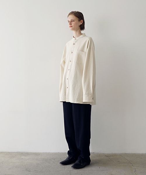 VUヴウwide stand collar shirts nep cotton silk [OFF WHITE] vu-sht-008