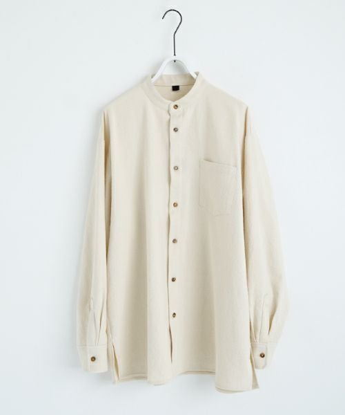 VUヴウwide stand collar shirts nep cotton silk [OFF WHITE] vu-sht-008
