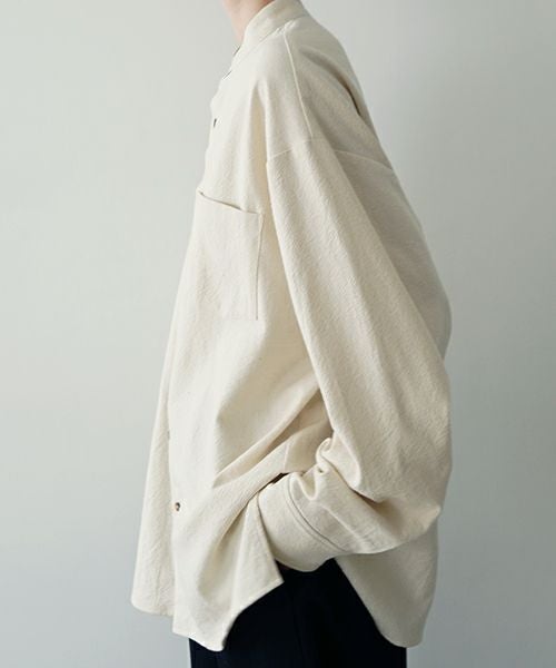 VUヴウwide stand collar shirts nep cotton silk [OFF WHITE] vu-sht-008