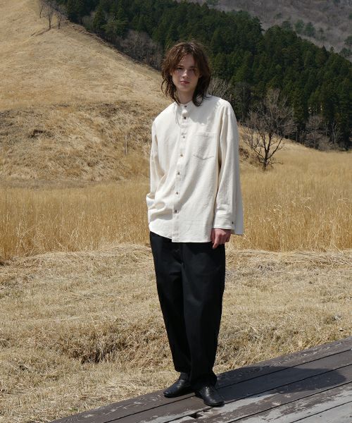 VUヴウwide stand collar shirts nep cotton silk [OFF WHITE] vu-sht-008