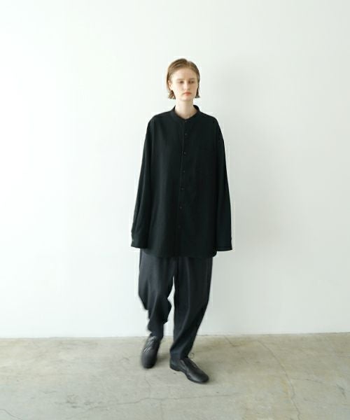 VU ヴウ wide stand collar shirts nep cotton silk [BLACK] vu-sht-008
