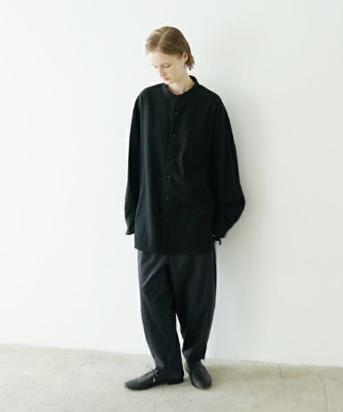 VU ヴウ wide stand collar shirts nep cotton silk [BLACK] vu-sht-008